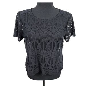 😊DeCree Black Lace Blouse Sz L